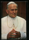AK Papst Johannes Paul II. Mit Weisser Kutte Und Kappe  - Papas