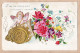 38723  / ⭐ Carte Gauffrée Relif Embossed COEUR AMI ENVOIE Ange Canon Fleurs 1907 à Alice DELACROIX Pantin ¤S/Edit - Angeles