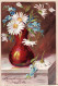 38716  / ⭐ Embossed HEUREUSE FÊTE 1909 Vase Marguerite Bleuets à PY PECH Saint Amans Valtoret- P.F.B Série 5447 - Other & Unclassified