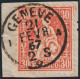 Schweiz Sitzende Helvetia 30 Rp. SBK#33 Genève 1867-02-21auf Briefstück - Usati