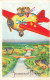 FETES - VOEUX - Joyeuses Pâques - Enfants Survolant Un Petit Village - Colorisé - Carte Postale Ancienne - Pasqua