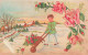 FETES ET VOEUX - Nouvel An - Un Enfant Poussant Une Brouette Rempli De Roses - Colorisé - Carte Postale Ancienne - Anno Nuovo