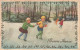 FETES ET VOEUX - Nouvel An - Des Enfants Jouant Dans La Neige - Colorisé - Carte Postale Ancienne - Neujahr