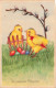 FETES - VOEUX - Joyeuses Pâques - Poussins Avec Des œufs - Carte Postale Ancienne - Ostern