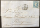 France 1866 Lettre De Lyon Vers Bourgoin Témoignant La Crise Face à L'import Du Coton Américain - 1862 Napoléon III