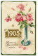 3 Cpa Fleurs Gaufrées Bonne Année 1905 - New Year