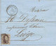 N°10A Margé S/ LAC Obl. P64 JEMEPPE (04.1861)+ Entête SOCIETE CHARBONNIERE MARIHAYE FLEMALLE-GRANDE & SERAING - 1858-1862 Médaillons (9/12)