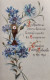 Image Pieuse Sur Papier Parcheminé, à Décor Peint à La Main D'un Bouquet De Bleuets Et D'un Calice, 19 Mai 1892 - Devotion Images