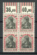 Deutsches Reich 2x 90 II A W Postfrisch Im 4er Bl., Geprüft #HF036 - Unused Stamps