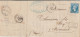 1866 - TRES RARE CACHET ESSAI AMBULANT PARIS A STRASBOURG "A" SUR LETTRE INCOMPLETE De BAR LE DUC => MIRECOURT - Railway Post