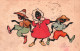 Illustrateur  ANO  Trois Petits Enfants Africains   ( 21626 ) 3 Trous D'aiguille VIENNE MUNK  Nr 416 Année 1929 - Andere & Zonder Classificatie