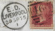 Great Britain 1875 Cover Liverpool To Brighton Stamp 1 Penny Red Perforate Corner Letter JG Queen Victoria Plate 173 - Briefe U. Dokumente