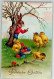 39689909 - Hase Vermenschlicht Kueken Sammeln Eier Verlag Amag 2652 - Easter
