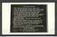 USA The New Colossus Emma Lazarus Memory NY, Photo Post Card, Unused - Berühmt Frauen