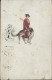 Cs581 Cartolina Donnina Woman Lady Con Cane Dog Illustratore Artist - Altri & Non Classificati