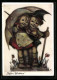 Künstler-AK Hummel: Kleines Mädchen Und Kleiner Junge Unter Einem Schirm  - Hummel