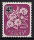 NORFOLK ISLAND 1966 SURCH DECIMAL CURRENCY  4c ON 5d BRIGHT PURPLE  " LANTANA " STAMP MNH - Isola Norfolk