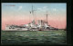 AK Kriegsschiff SMS Thüringen An Seinem Liegeplatz  - Guerre