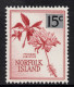 NORFOLK ISLAND 1966 SURCH DECIMAL CURRENCY " 15c ON 1s.1d CARMINE-RED"FRINGED HIBISCUS" STAMP  MNH - Norfolk Island