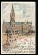 Lithographie München, Das Neue Rathaus Mit Denkmal  - Muenchen