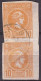 GREECE 1891-96 Small Hermes Head 10 L Yellow Orange Athens Issue Imperforated Vertical Pair Vl. 100 - Oblitérés