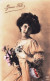 Carte Fantaisie  - BONNE FETE - 1911 - Femme Au Bouquet De Fleurs - Other & Unclassified