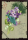 FANTAISIES - CARTE CELLULOIDE - 1ER AVRIL - DECOUPI VIOLETTE ET POISSON - FORMAT 8 X 12 CM - Andere & Zonder Classificatie