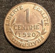 FRANCE - 1 CENTIME 1920 - Daniel-Dupuis - Gad 90 - KM 840 - 1 Centime