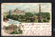 Lithographie Berlin-Tiergarten, Reichstag Mit Siegessäule, Brandenburger Tor Mit Fontäne  - Tiergarten