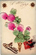 Carte Fantaisie - AMITIE - 1909 - Fleurs En  Rajout Et Brillants - Autres & Non Classés