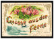 Prägekarte Grüsse Aus Der Ferne Landschaft Mit Blumengirlande, KRUMBACH 31.12.05 - Autres & Non Classés