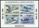 Barbados 842-845, 846 Ad Sheet,MNH. Mi 815-822. Royal Air Force, 75th Ann. 1993. - Barbades (1966-...)