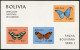 Bolivia 526a,C306a Sheets,MNH.Michel Bl.28-29. Butterflies 1970. - Bolivie