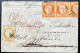 BANDE DE 3 N°38 40c ORANGE & N° 55 10c BISTRE CERES SUR ENVELOPPE CHARGEE / ETOILE DE PARIS / 14 JUIL 1874 / LSC - 1849-1876: Classic Period