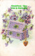 R419924 Greeting Card. Purple Flowers. Chest. Pendant. No. 502974 - World