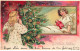 N°23930 - Carte Gaufrée - Joyeux Noël - Ange Priant En Regardant Une Fillette Dans Son Lit Avec Sa Poupée - Autres & Non Classés