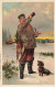 N°23949 - Animaux - Chien - Teckel Regardant Un Chasseur Buvant  - Dogs