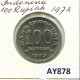 100 RUPIAH 1973 INDONESIA Moneda #AY878.E.A - Indonesia