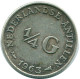 1/4 GULDEN 1963 ANTILLES NÉERLANDAISES ARGENT Colonial Pièce #NL11211.4.F.A - Nederlandse Antillen