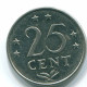 25 CENTS 1971 NETHERLANDS ANTILLES Nickel Colonial Coin #S11511.U.A - Netherlands Antilles