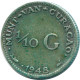 1/10 GULDEN 1948 CURACAO NIEDERLANDE SILBER Koloniale Münze #NL11962.3.D.A - Curaçao