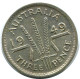 3 PENCE 1949 AUSTRALIEN AUSTRALIA I SILBER Münze #AZ166.D.A - Threepence