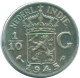 1/10 GULDEN 1945 P NIEDERLANDE OSTINDIEN SILBER Koloniale Münze #NL14055.3.D.A - Dutch East Indies