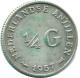1/4 GULDEN 1957 NETHERLANDS ANTILLES SILVER Colonial Coin #NL11001.4.U.A - Netherlands Antilles