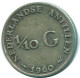 1/10 GULDEN 1960 NIEDERLÄNDISCHE ANTILLEN SILBER Koloniale Münze #NL12343.3.D.A - Antilles Néerlandaises