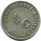 1/4 GULDEN 1956 NIEDERLÄNDISCHE ANTILLEN SILBER Koloniale Münze #NL10952.4.D.A - Antilles Néerlandaises