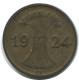1 REICHSPFENNIG 1924 G ALLEMAGNE Pièce GERMANY #AE211.F.A - 1 Rentenpfennig & 1 Reichspfennig