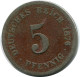 5 PFENNIG 1876 A GERMANY Coin #DB141.U.A - 5 Pfennig