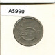 5 KORUN 1982 TCHÉCOSLOVAQUIE CZECHOSLOVAQUIE SLOVAKIA Pièce #AS990.F.A - Tchécoslovaquie