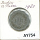 10 PAISE 1980 INDIA Moneda #AY754.E.A - Indien